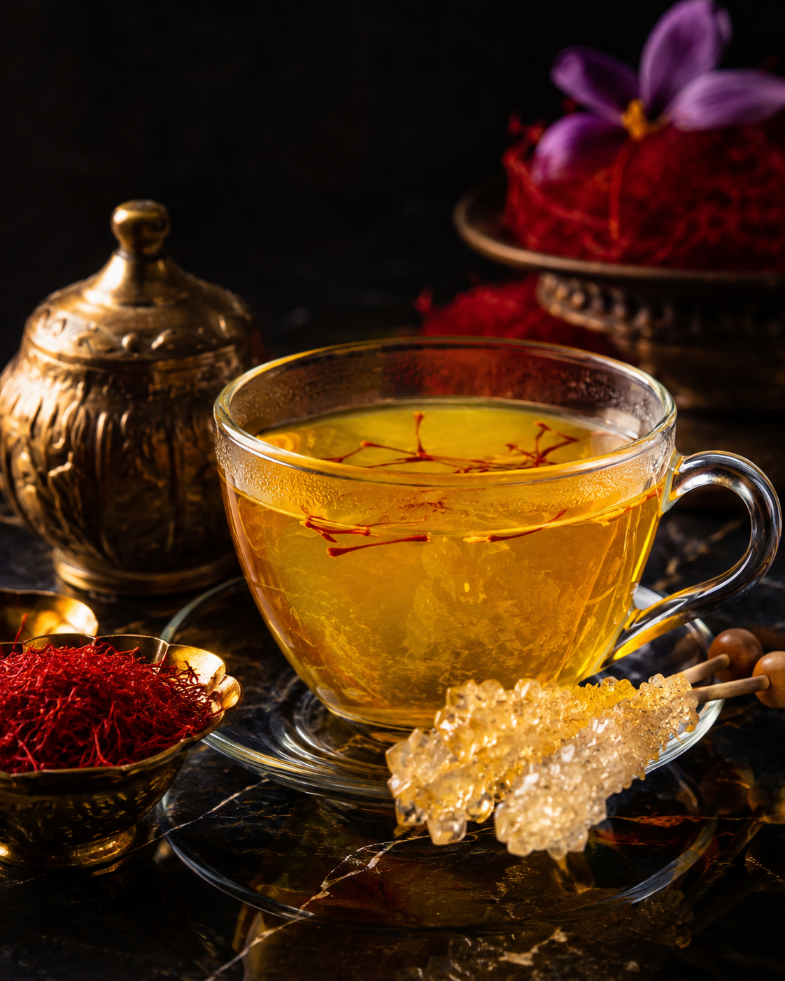 چای زعفران با نبات